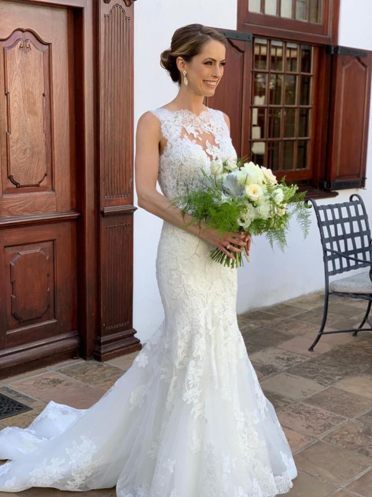 Classic Sleeveless Strap Lace Appliques Mermaid Bridal Wedding Dresses-showprettydress