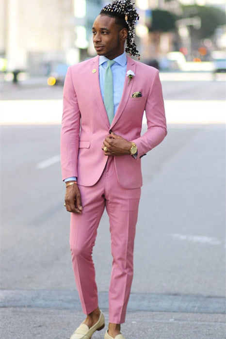 strapless open back dress Classy Pink Two Pieces Notched Lapel Prom Outfits for Men