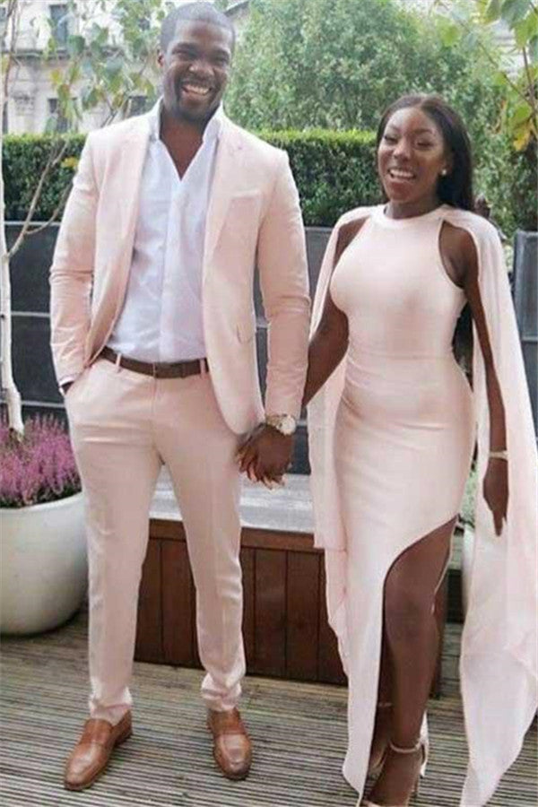 Classy Pink Two-Pieces Slim Fit Prom Party Gown Outfits for Men Classy Pink Two-Pieces Slim Fit Prom Party Gown Outfits for Men