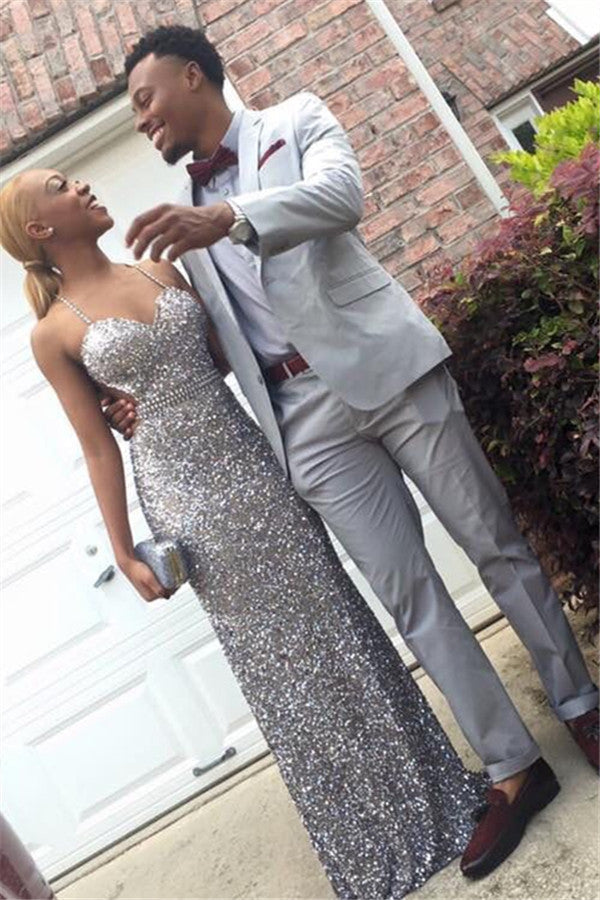 Classy Silver Two Pieces Slim Fit Mens Prom Suits Classy Silver Two Pieces Slim Fit Mens Prom Suits