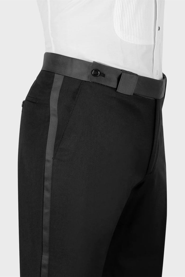 Lapel Sparkling Black Men's Suit with Ribbon Belt