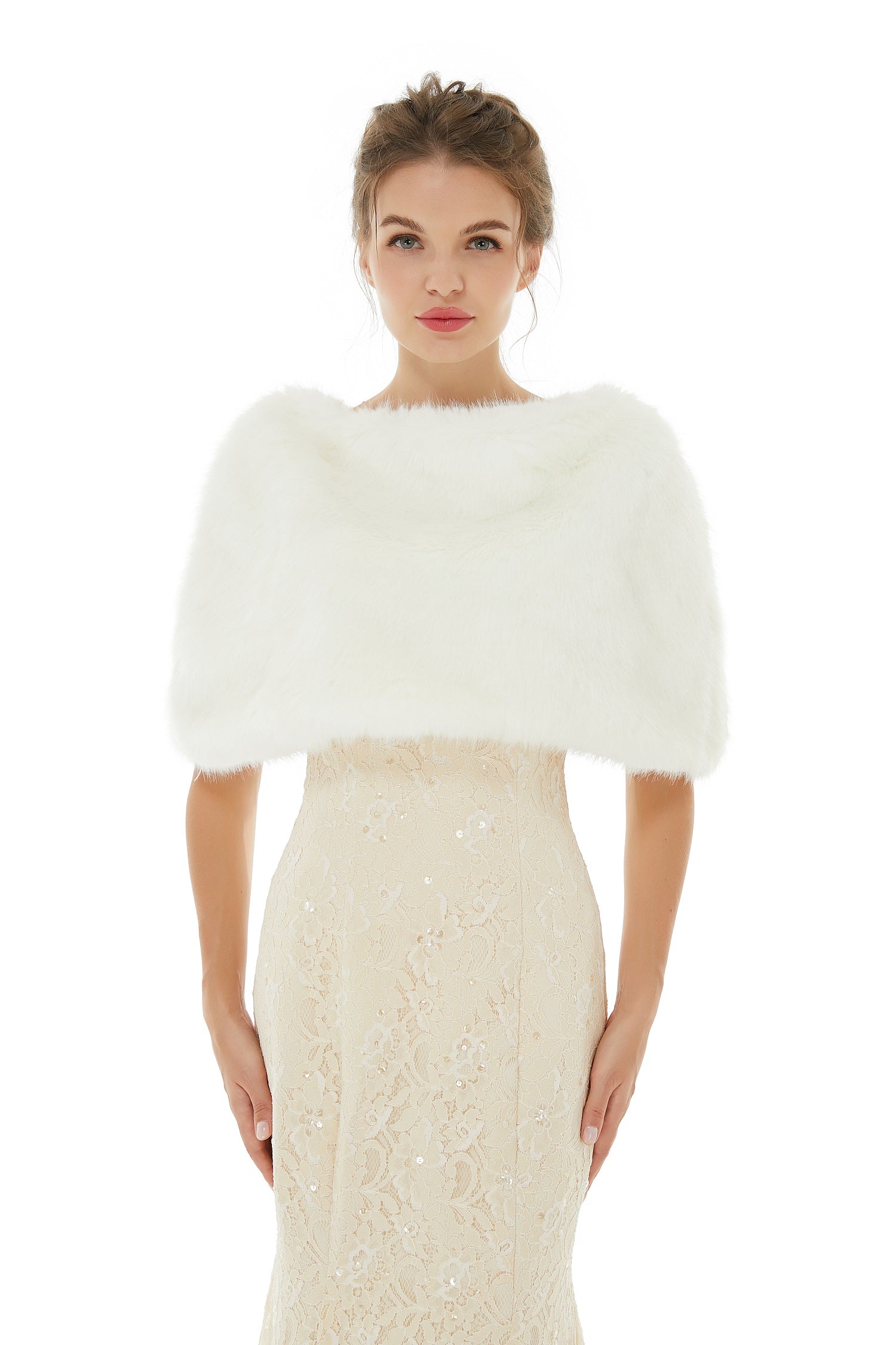 Delcy - Winter Faux Fur Wedding Wrap-showprettydress