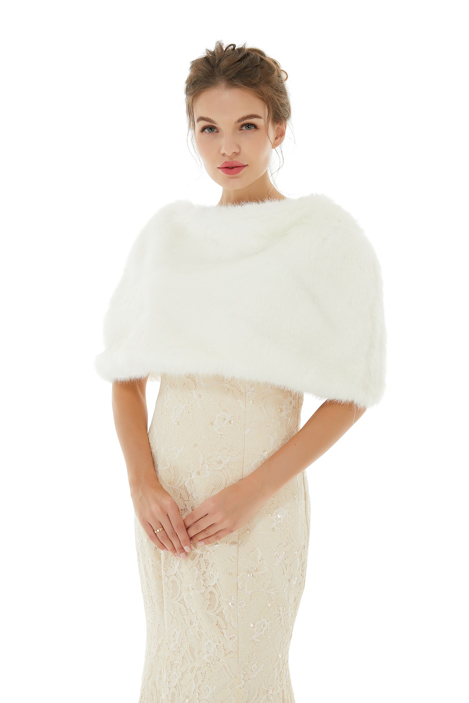 Delcy - Winter Faux Fur Wedding Wrap-showprettydress