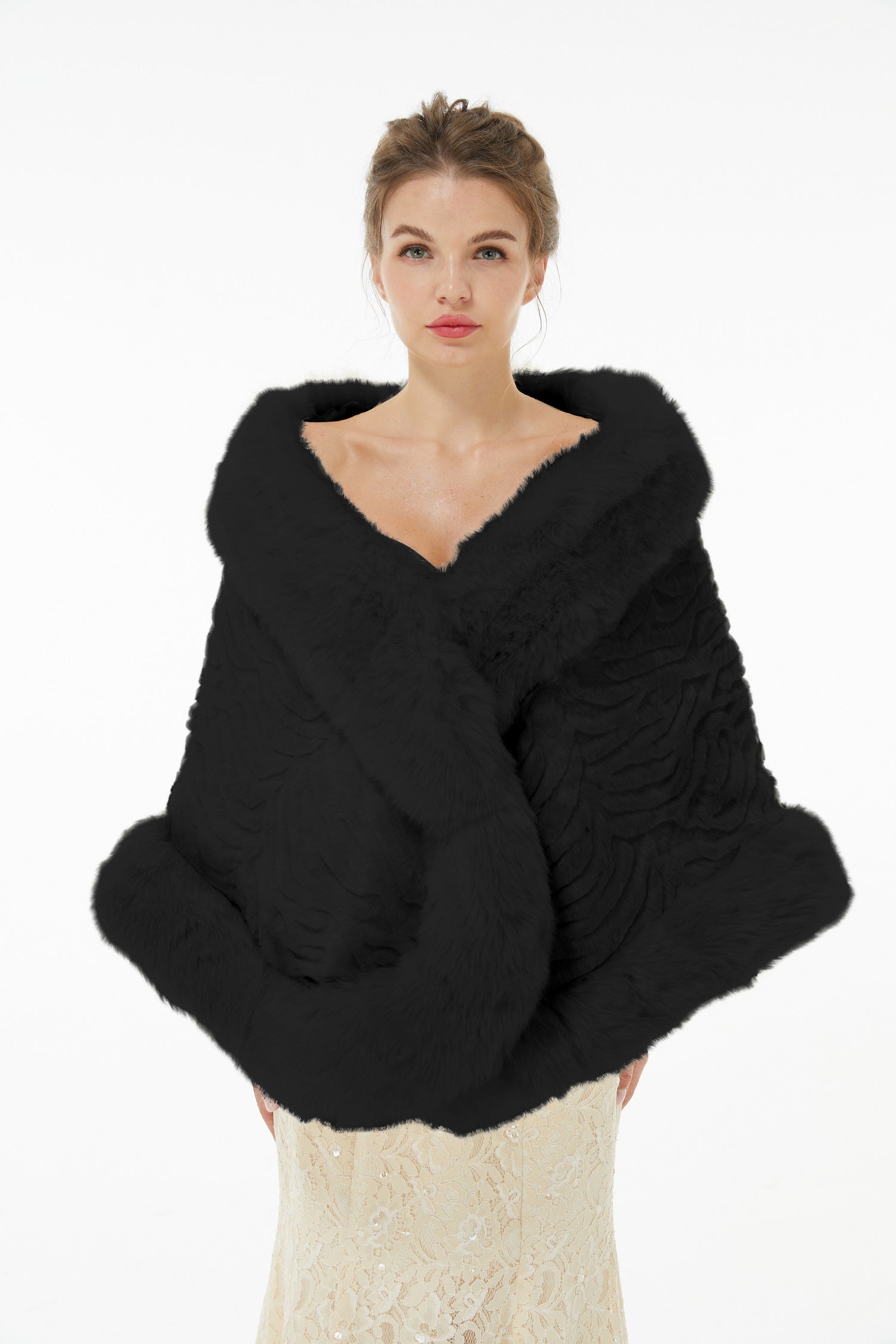 Della - Winter Faux Fur Wedding Wrap-showprettydress