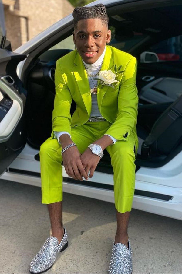 Light Green Notched Lapel Two-Button Prom Suit