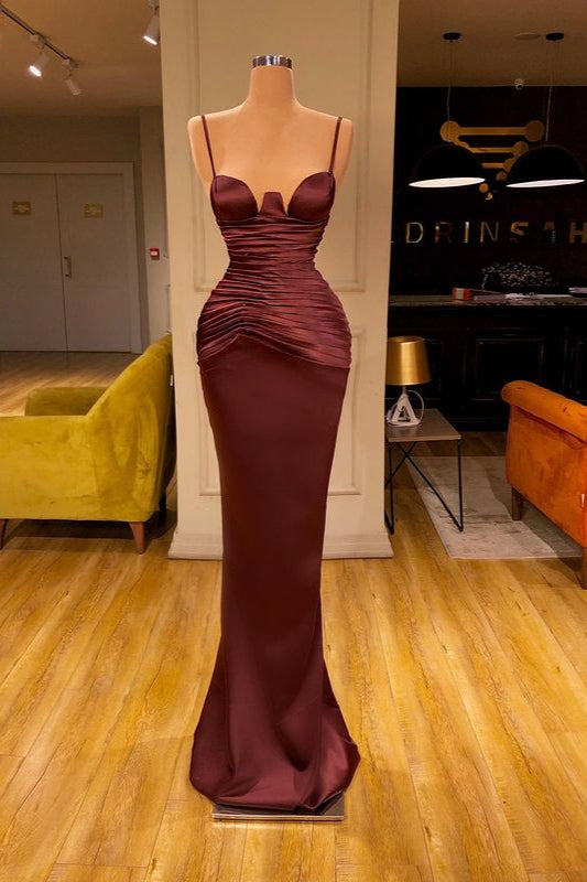 Elegant Mermaid Spaghetti Straps Evening Party Gowns Long Prom Dresses-showprettydress