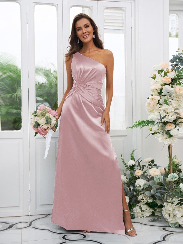 Elegant One Shoulder Sleeveless Bridesmaid Dresses-Showprettydress