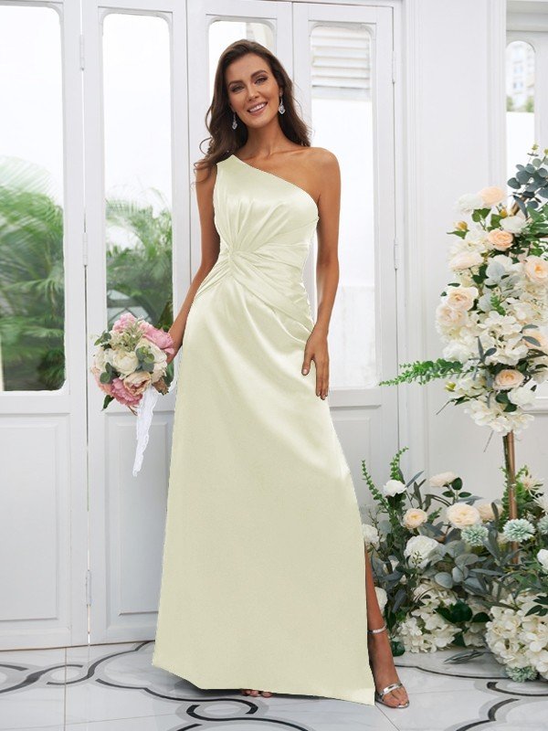 Elegant One Shoulder Sleeveless Bridesmaid Dresses-Showprettydress