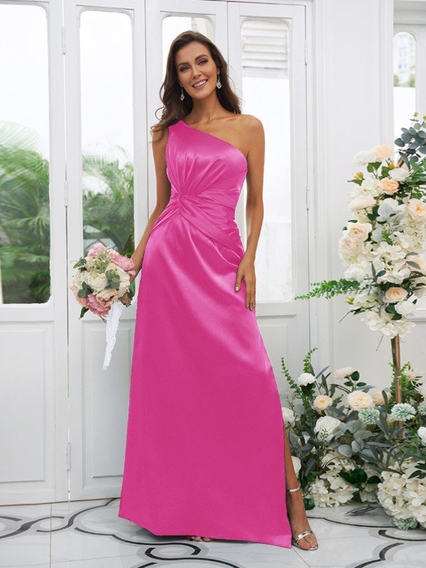 Elegant One Shoulder Sleeveless Bridesmaid Dresses-Showprettydress