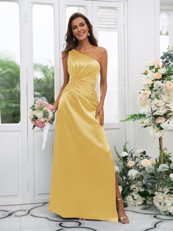 Elegant One Shoulder Sleeveless Bridesmaid Dresses-Showprettydress