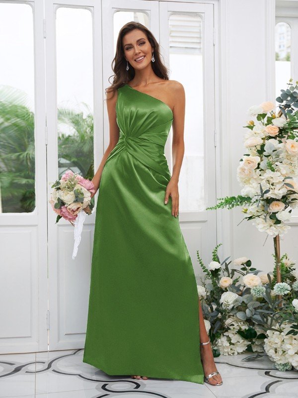 Elegant One Shoulder Sleeveless Bridesmaid Dresses-Showprettydress