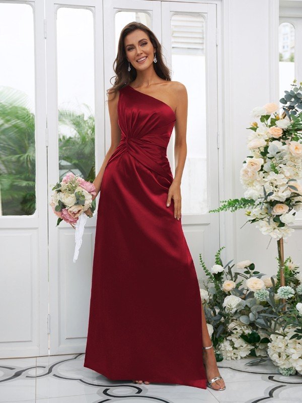 Elegant One Shoulder Sleeveless Bridesmaid Dresses-Showprettydress