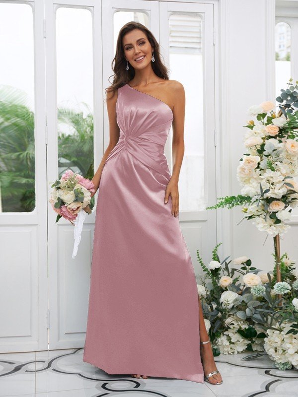 Elegant One Shoulder Sleeveless Bridesmaid Dresses-Showprettydress