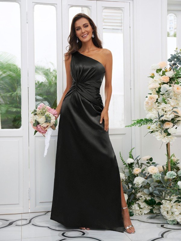 Elegant One Shoulder Sleeveless Bridesmaid Dresses-Showprettydress