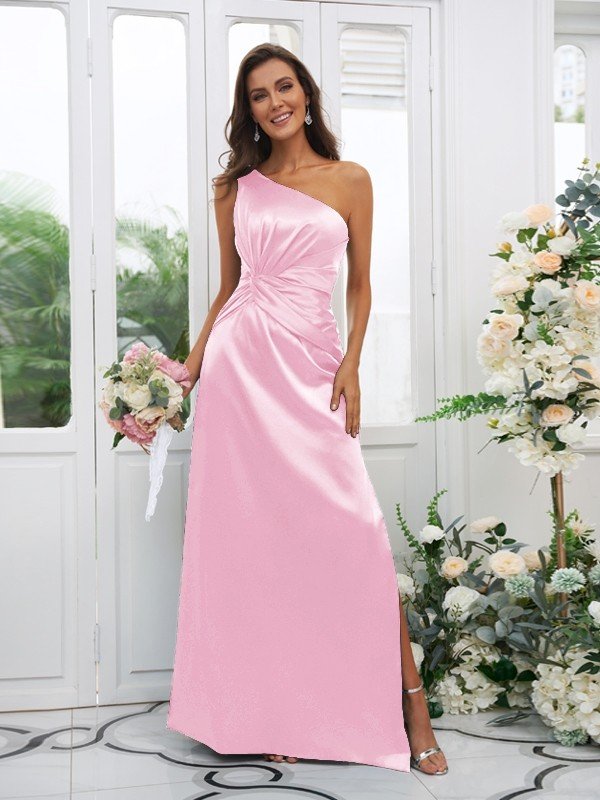 Elegant One Shoulder Sleeveless Bridesmaid Dresses-Showprettydress