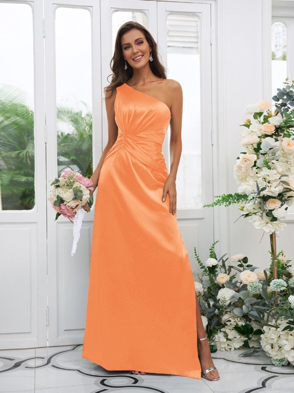 Elegant One Shoulder Sleeveless Bridesmaid Dresses-Showprettydress
