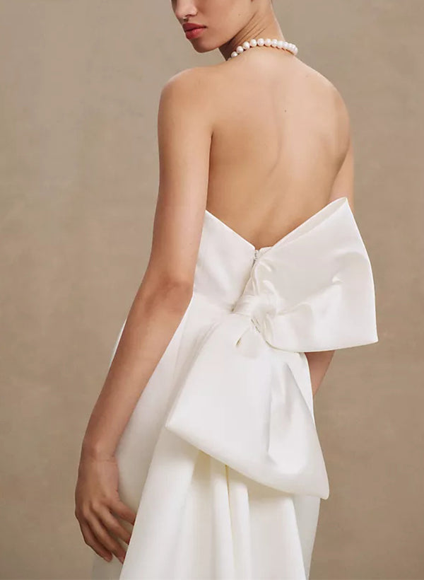 Elegant Strapless Satin Wedding Dresses Sash-Showprettydress