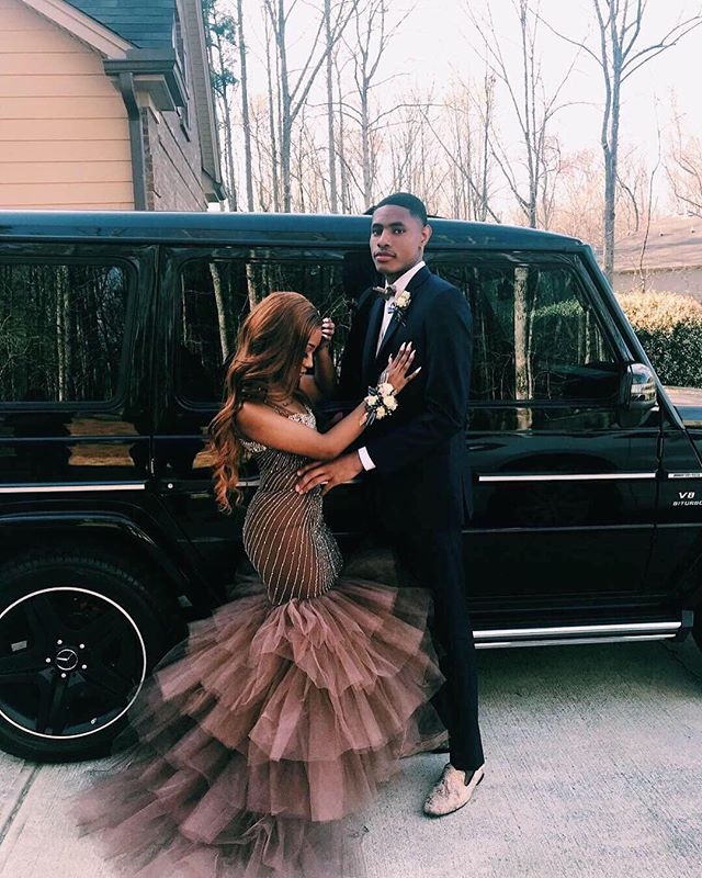 Elegant Straps Sleeveless Applique Tulle Mermaid Prom Party Gowns-showprettydress