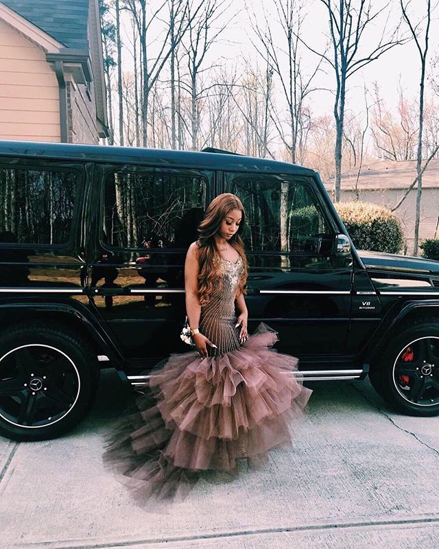 Elegant Straps Sleeveless Applique Tulle Mermaid Prom Party Gowns-showprettydress