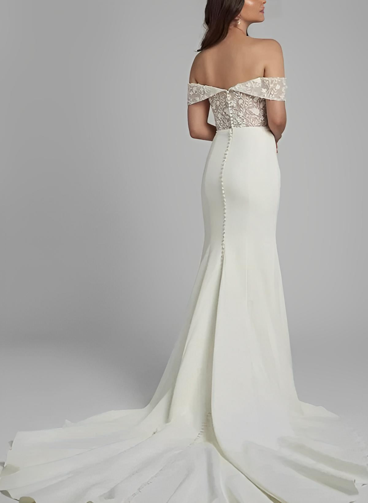 Elegant Sweetheart Elastic Satin Wedding Dresses Appliques Lace-Showprettydress