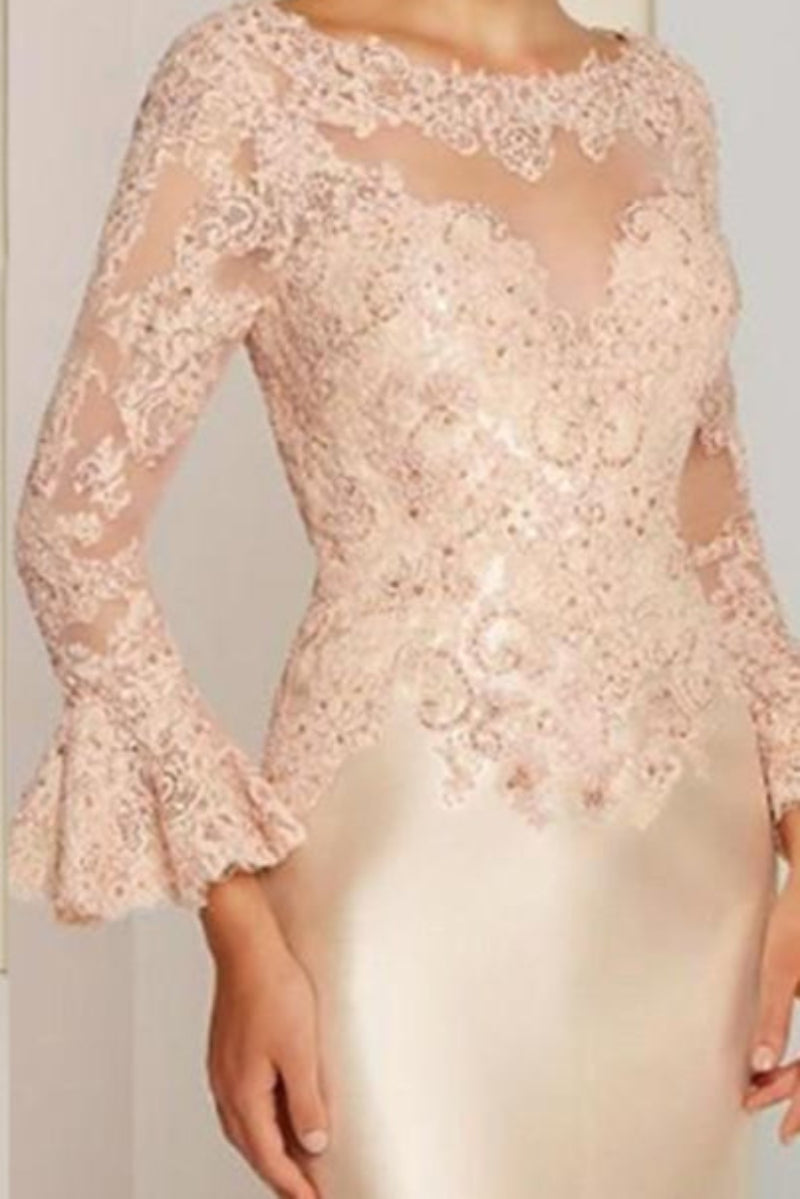 Elegant Wide sleeves Lace Sweetheart Satin Knee Length Mother of the bride Dresses-showprettydress