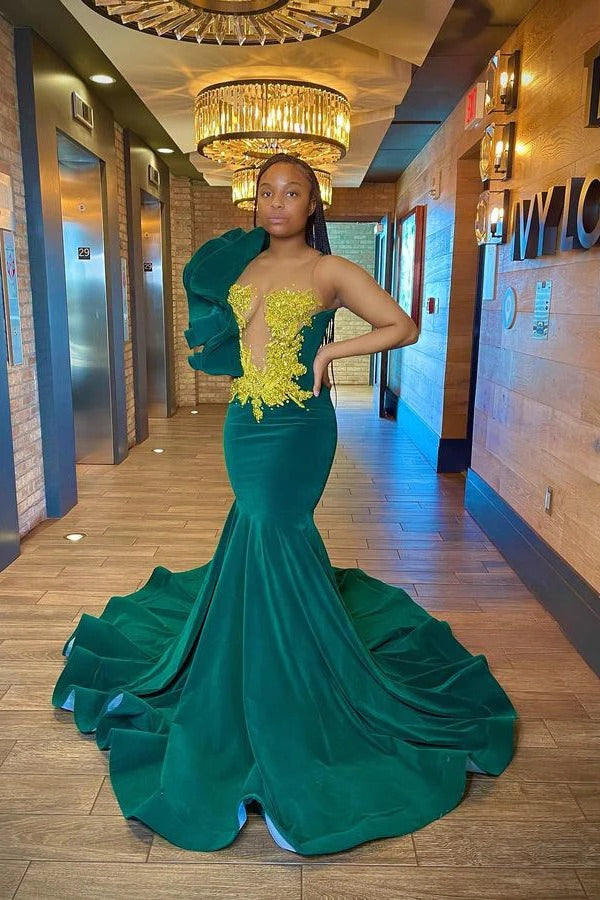 green emerald velvet dress Pink Prom Dress Lae Top Formal Dresses Maid of Honor Dresses main image 0