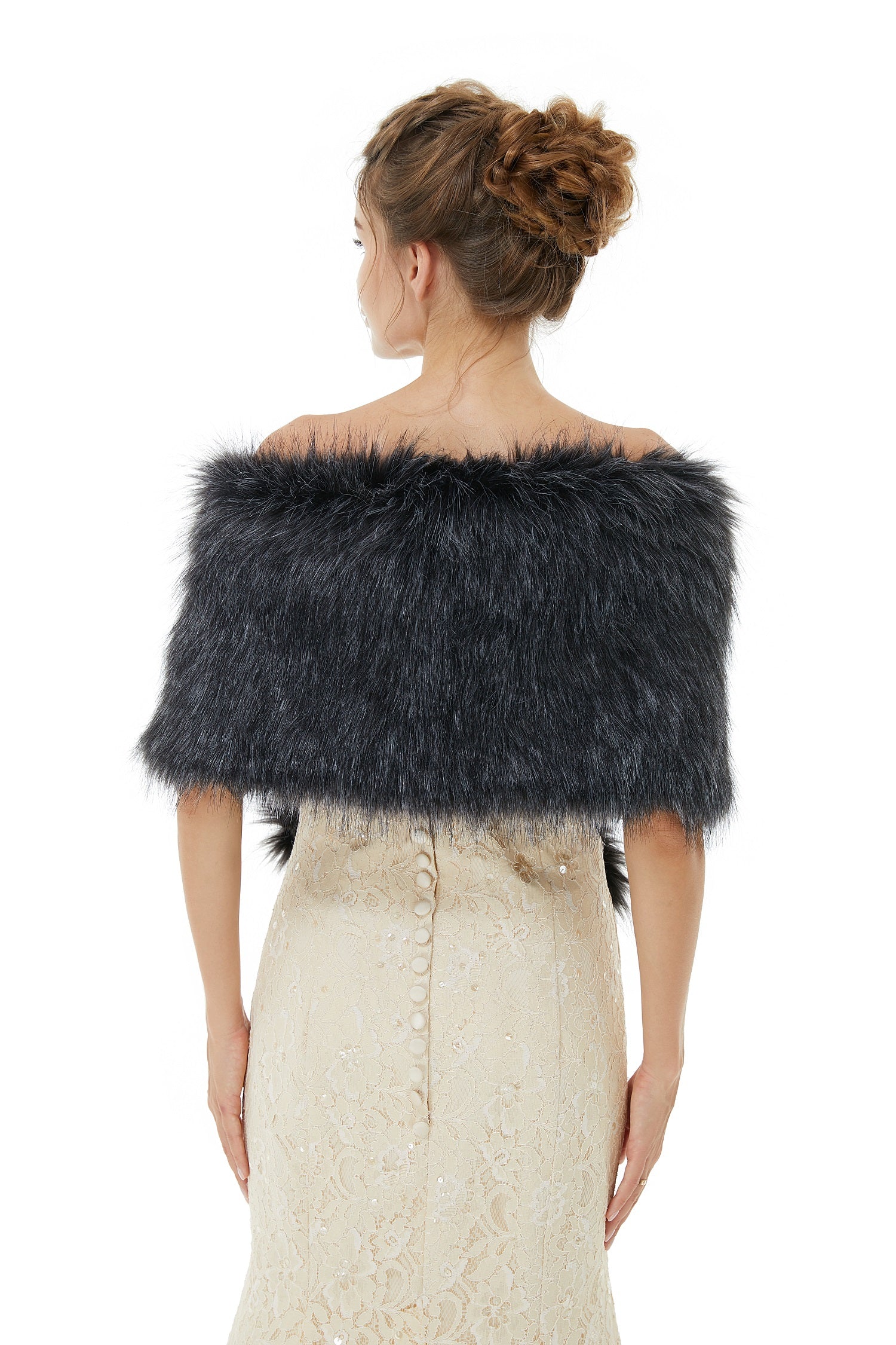 Gabriella - Winter Faux Fur Wedding Wrap-showprettydress