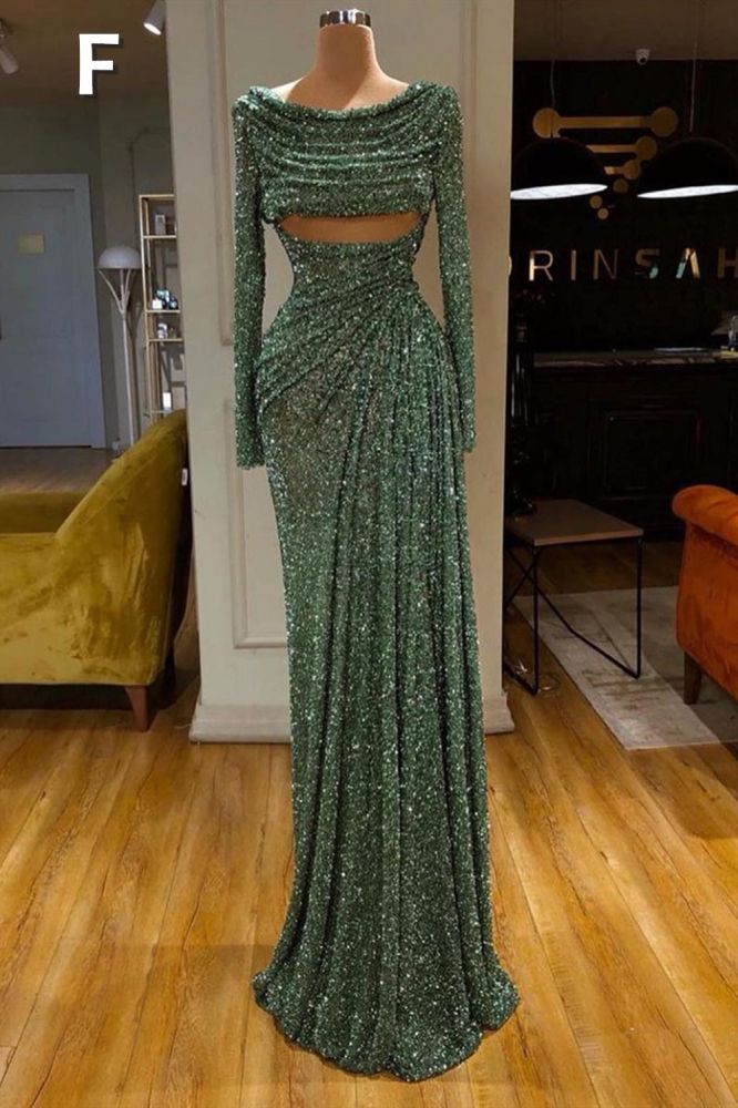 Glitter Off-the-Shoulder Slim Mermaid Prom Party GownsSleeveless Mermaid Evening Gowns-showprettydress
