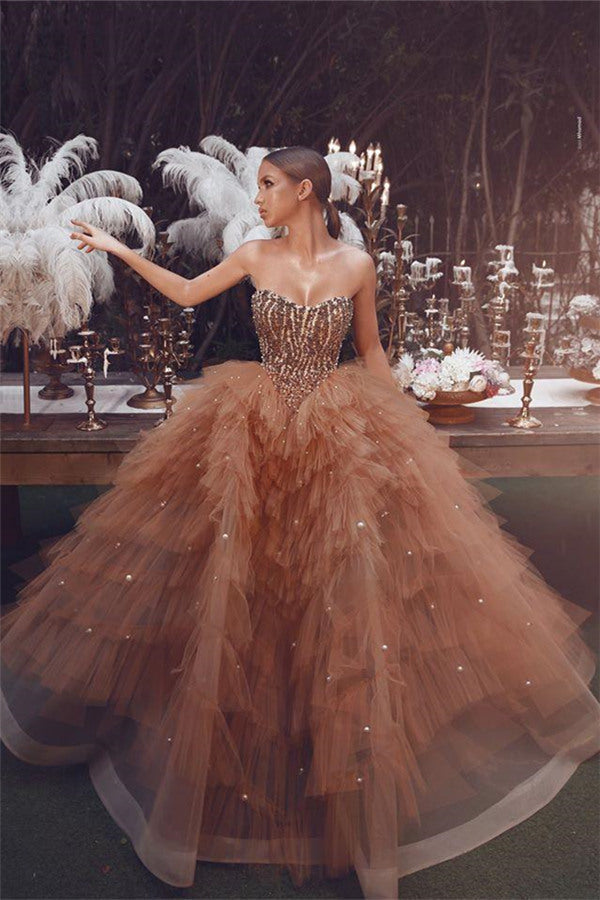 Gorgeous A Line Tube Top Beading Prom Dresses With Pearls Sleeveless B Gorgeous A Line Tube Top Beading Prom Dresses With Pearls Sleeveless B