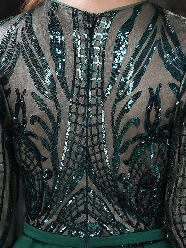 Gorgeous Evening Dress Mermaid Jewel Neck With Train Long Sleeves Zipper Lace Lace Social Pageant Dresses-showprettydress