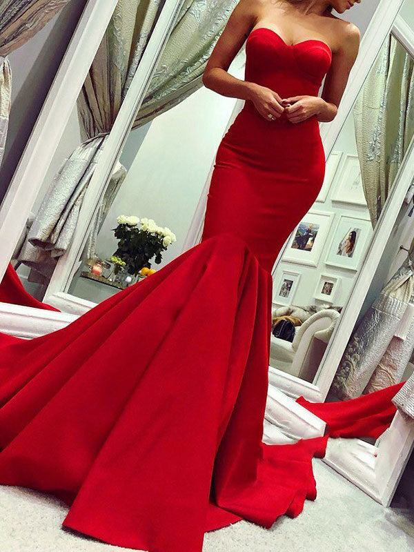 Gorgeous Evening Dress Mermaid Sweetheart Neck Sleeveless Zipper Satin