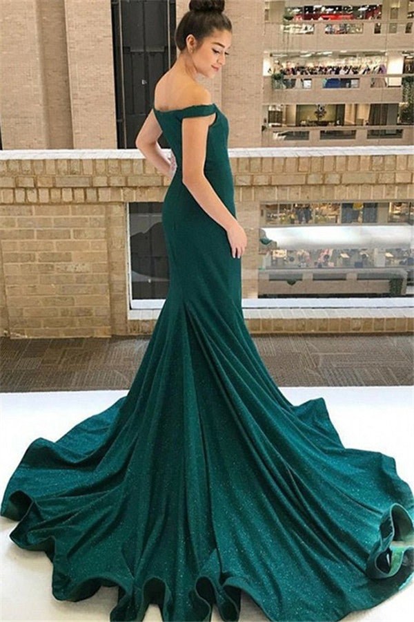 Gorgeous One-shoulder Applique Prom Dresses Long Sleevess Side Slit Chic Evening Dresses with Belt-showprettydress