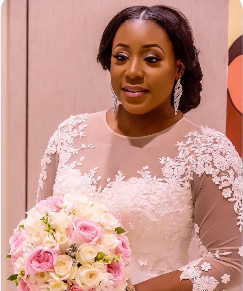 Half Sleeve Scoop Mermaid Lace Appliques Sheer Tulle New Wedding Dresses-showprettydress