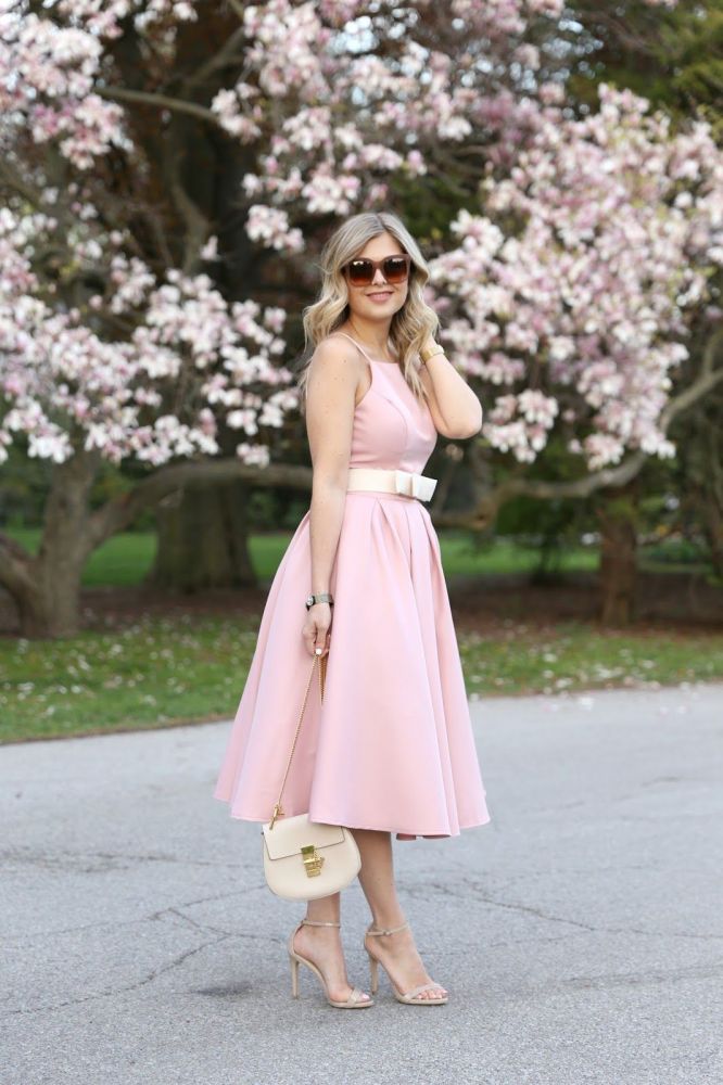 Light Pink Halter Sleeveless Summer Homecoming Dress with Belt-showprettydress