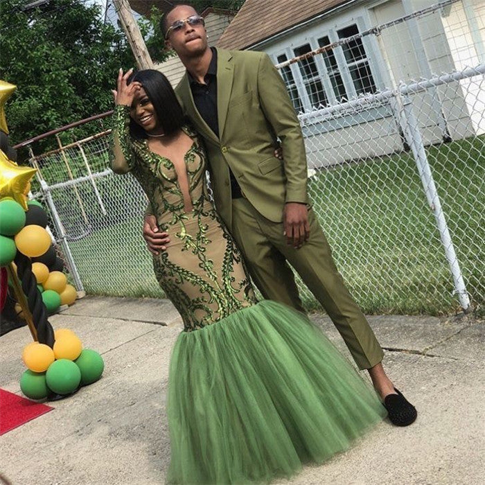 Green Matching Couples Formal Outfits Lovely Couple Dress Silk