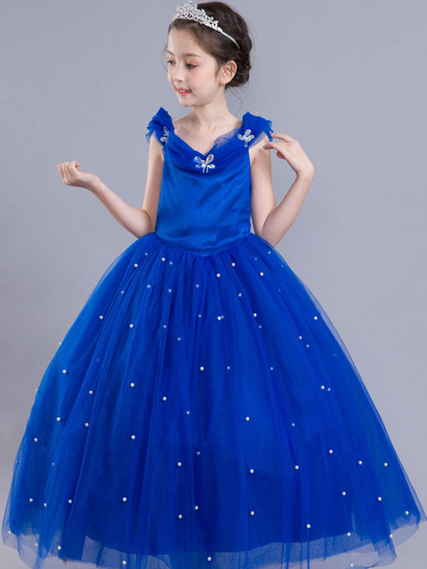 Little Girls Royal Blue flower girl dress Princess Beaded Kids Pageant Little Girls Royal Blue flower girl dress Princess Beaded Kids Pageant