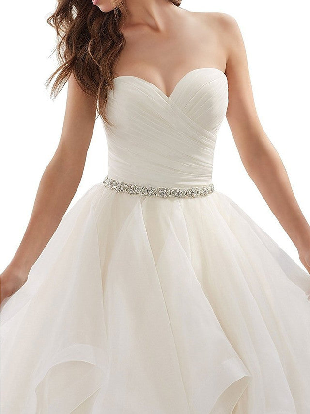 Long A-Line Sweetheart Organza Wedding Dresses-showprettydress