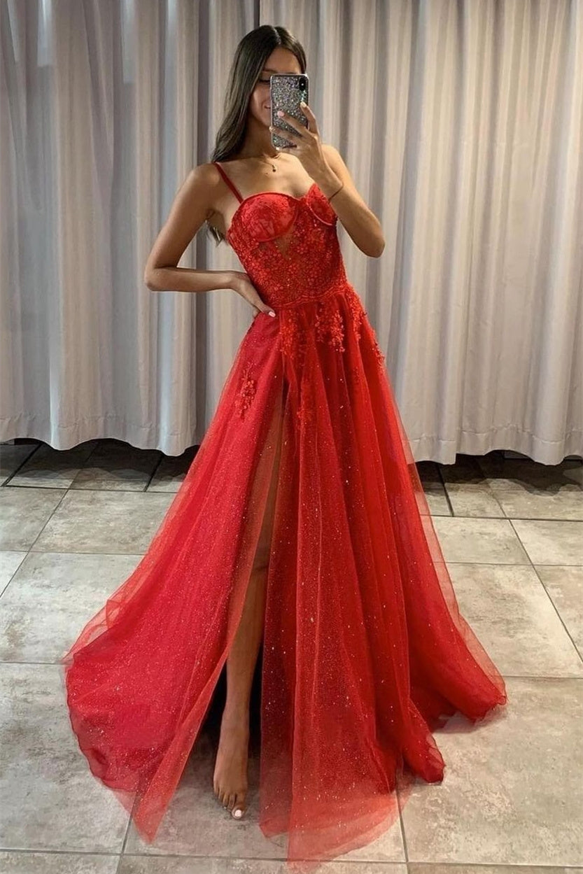 Long A-line Sweetheart Sequined Sleeveless Lace Applique Prom Dress wi Long A-line Sweetheart Sequined Sleeveless Lace Applique Prom Dress wi