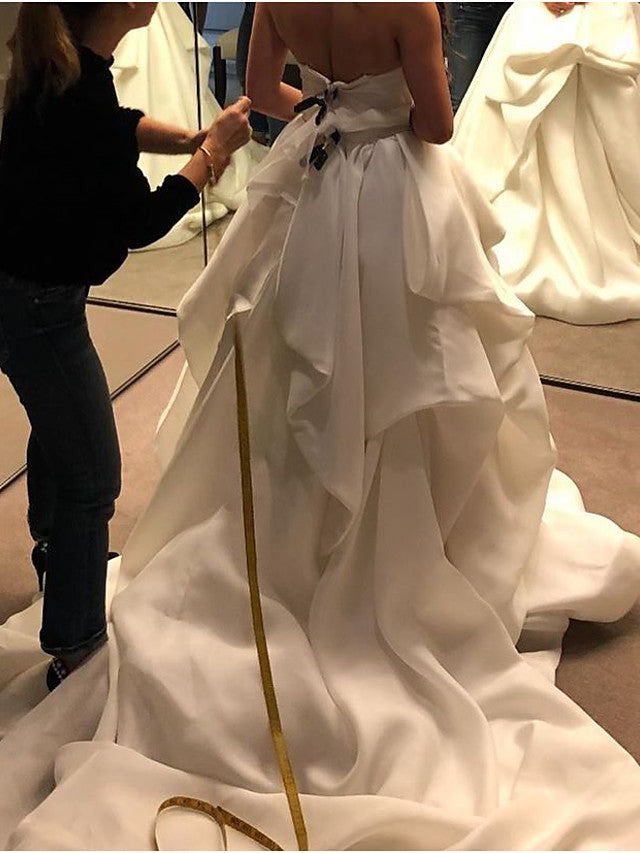 Long Ball Gown Strapless Court Train Wedding Dresses-showprettydress