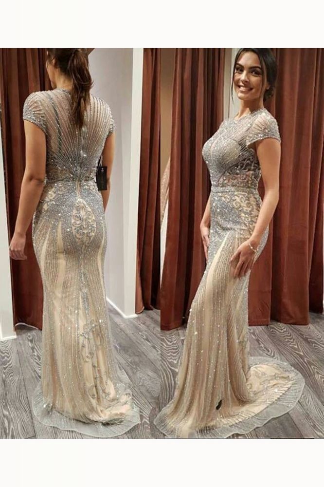 Luxurious Mermaid Halter Rhinestones Prom Party Gowns with Tassel Sparkle Formal Evening Dresses-showprettydress