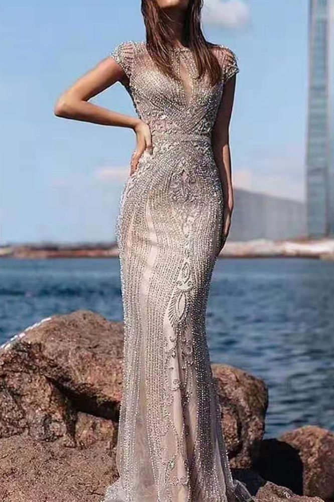 Luxurious Mermaid Halter Rhinestones Prom Party Gowns with Tassel Sparkle Formal Evening Dresses-showprettydress