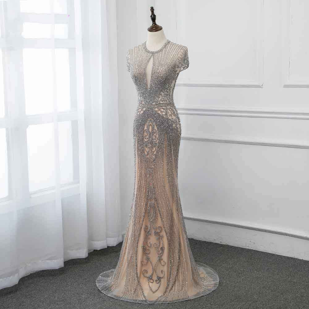 Luxurious Mermaid Halter Rhinestones Prom Party Gowns with Tassel Sparkle Formal Evening Dresses-showprettydress