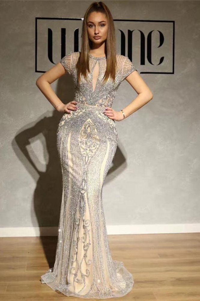 Luxurious Mermaid Halter Rhinestones Prom Party Gowns with Tassel Sparkle Formal Evening Dresses-showprettydress