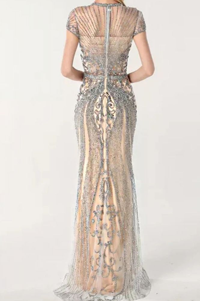 Luxurious Mermaid Halter Rhinestones Prom Party Gowns with Tassel Sparkle Formal Evening Dresses-showprettydress