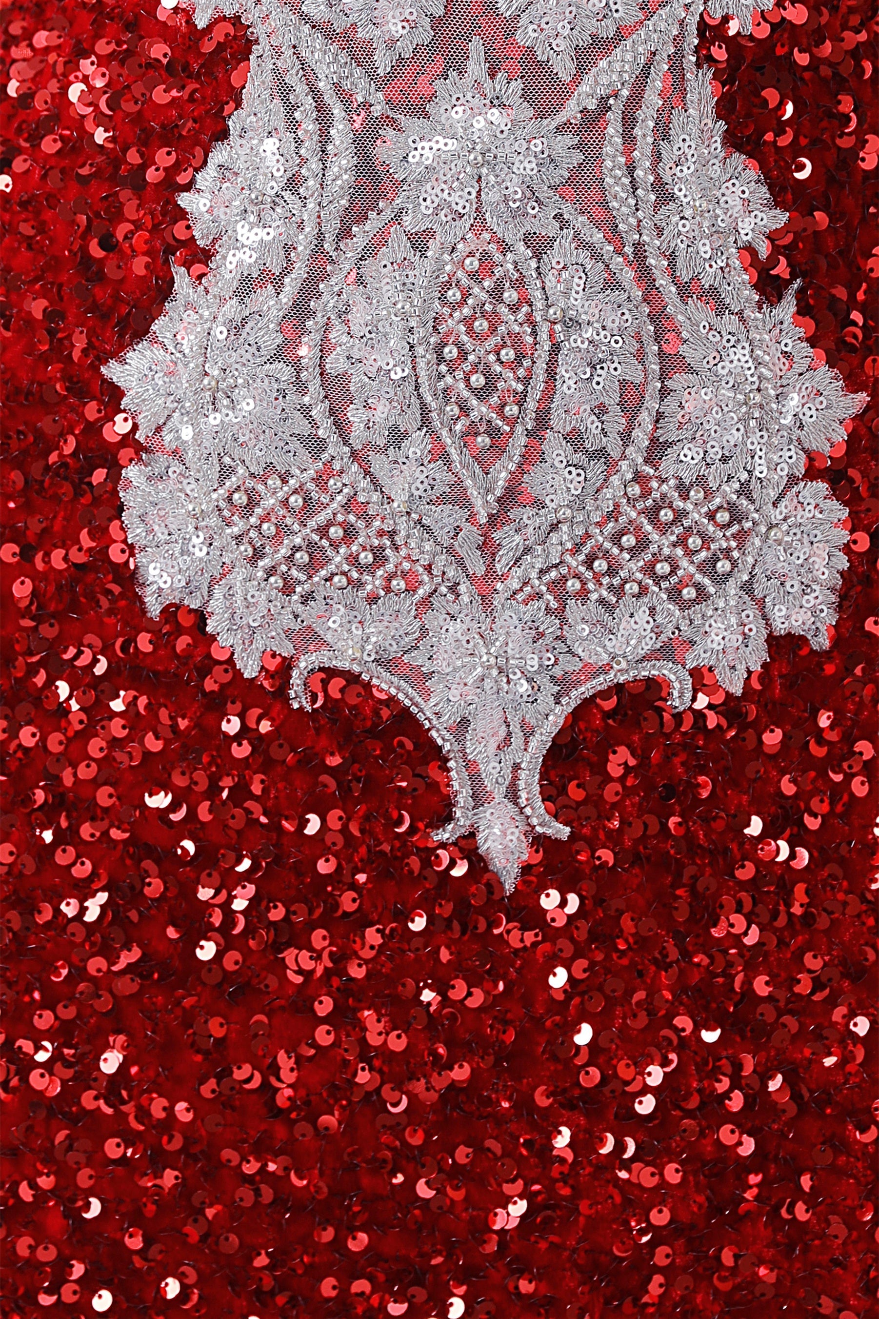 Luxury Burgundy Sequin Mermaid Silver Beaded Court Trian Prom Dresses-showprettydress