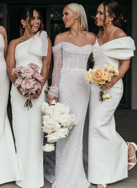 Mermaid Fitted Wedding Dresses Sequined Long Sleeves-Showprettydress