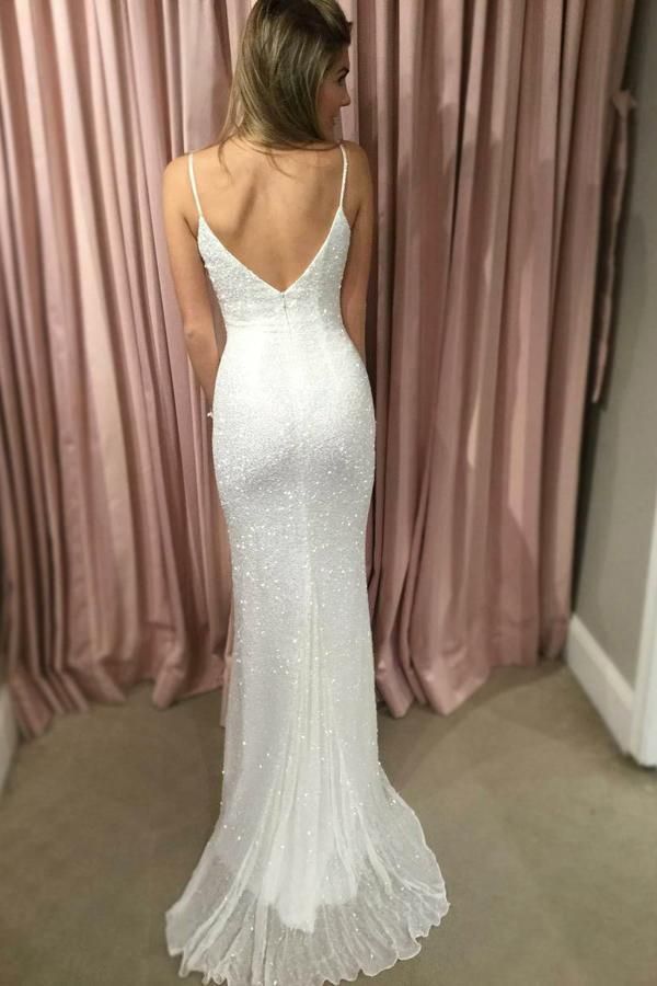 Mermaid Gorgeous Spaghetti Strpas Sleeveless Prom Dresses-showprettydress