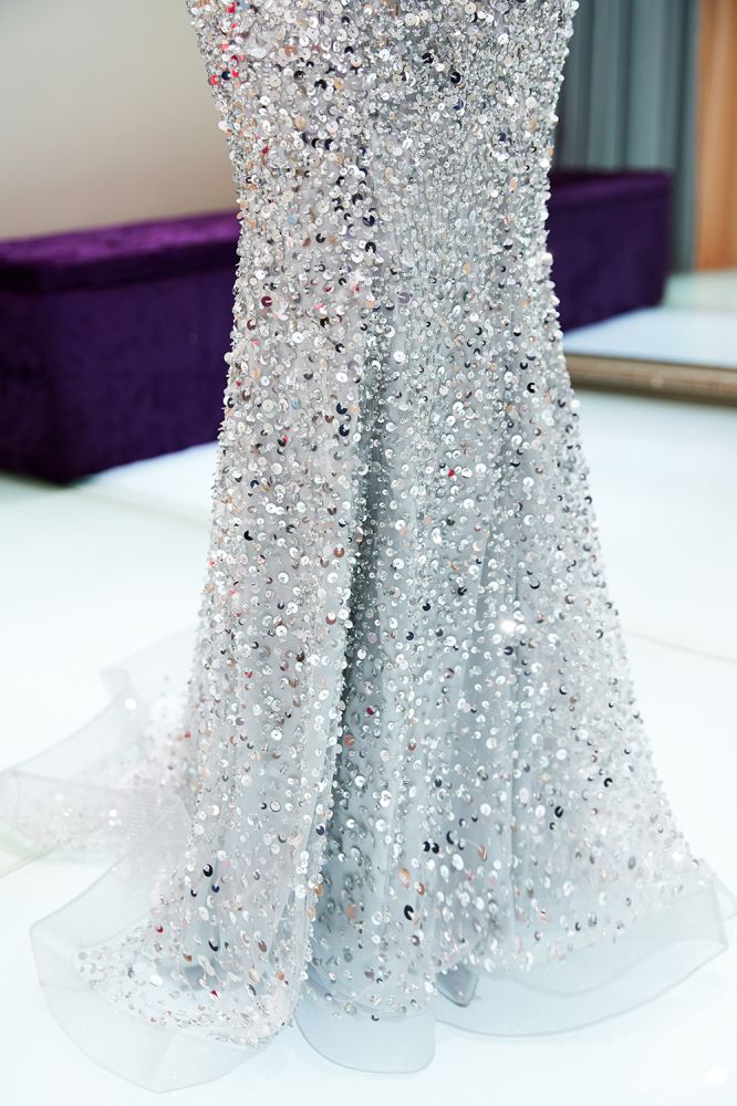 Mermaid Off-the-shoulder Long Sequins Silver Evening Gowns-showprettydress