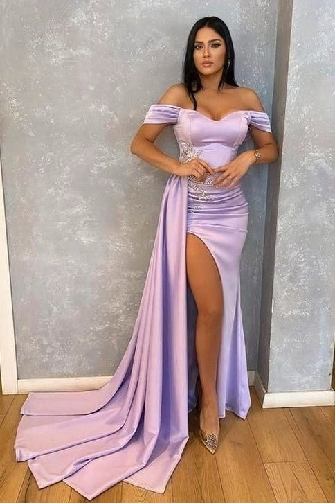 Mermaid Off-the-shoulder Sweetheart High Split Side train Floor-length Mermaid Off-the-shoulder Sweetheart High Split Side train Floor-length