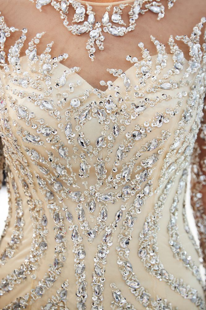 Mermaid Sequined Pattern Long Sleevess Evening Dresses-showprettydress